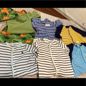 3 outfits and 3 pajamas  (Various brands)